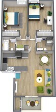2 BR, 2 BA - 863 SF 126 floor plan